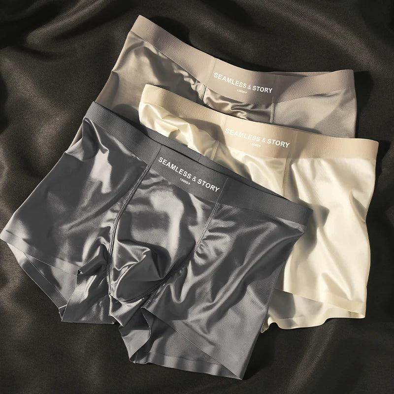 (3 τεμ.) Ανδρικά εσώρουχα Elegant Ice Silk από την Mulberry Silk με αντιμικροβιακή προστέρων-GR