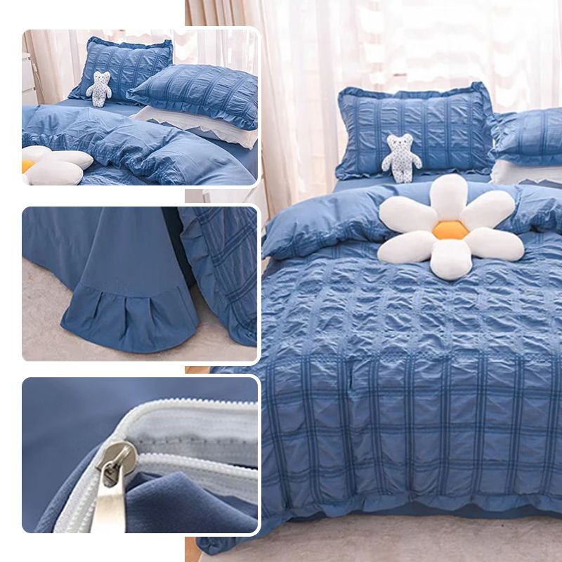 ✨ Εξαιρετική Αξία✨ Σετ 4 τεμαχίων από δαντελένιο πάπλωμα Icy Seersucker Summer Cool