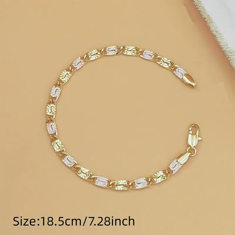 💎 TERAZ 50% TANIEJ! 👑 Bransoletka unisex z trójkolorowymi ogniwami – złotymi/różowymi/srebrnymi, szlifem fasetowanym i zapięciem ośmiornicowym – klasyczne ogniwa, nowoczesny blask 💛