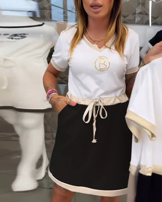 Dámske letné ľahké šaty s krátkymi rukávmi-SK