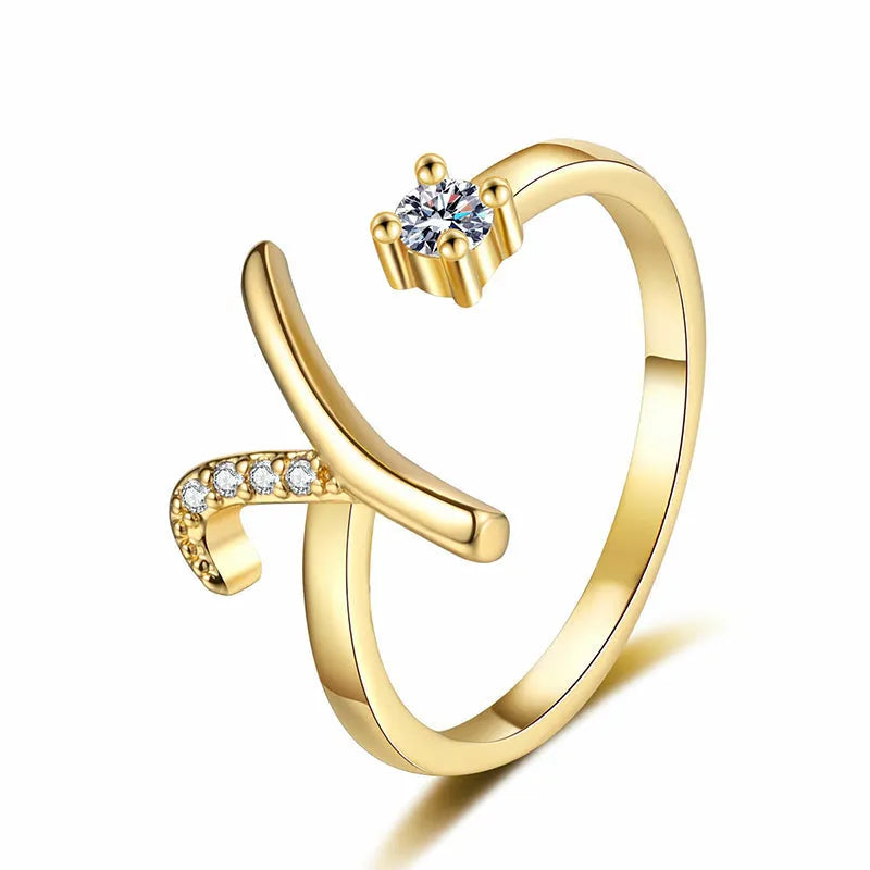 ⏳Ograniczona czasowo zniżka 50%⏰Regulowany pierścionek z inicjałem Sparkle dla kobiet💍