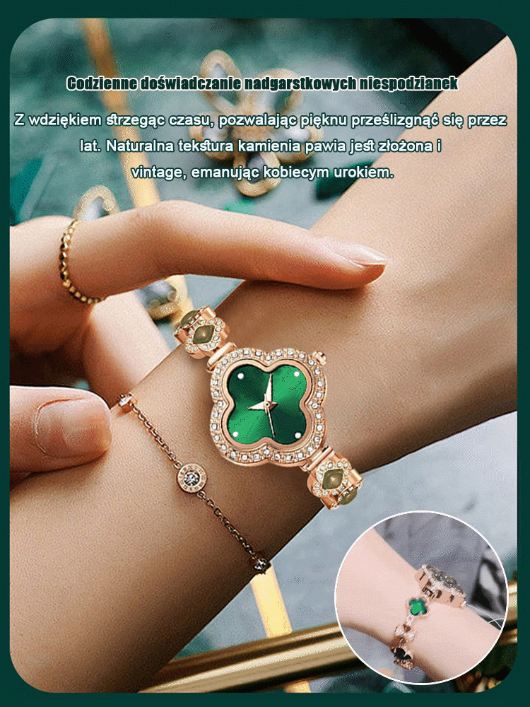 Szmaragdowa bransoletka z koniczyną dla kobiety