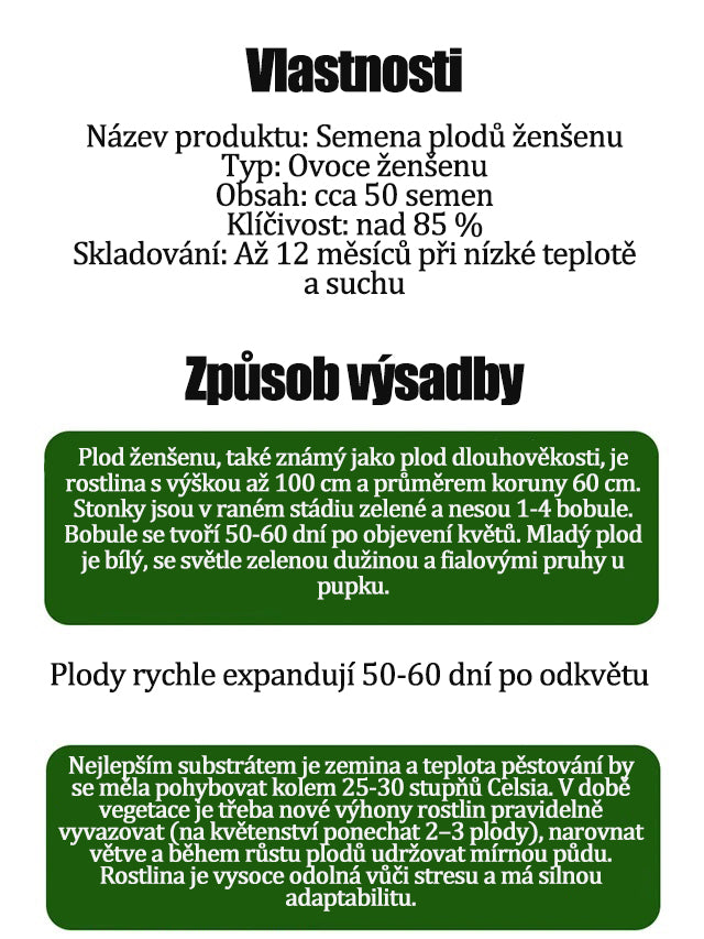 Rodinné črepníkové plody ženšenu patentované semená-SK