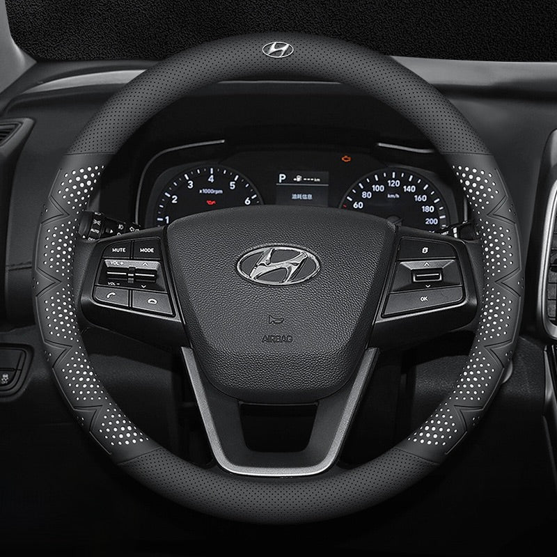 Itin plonas, kvėpuojantis, natūralios odos vairo užvalkalas su neslystančia danga-LT