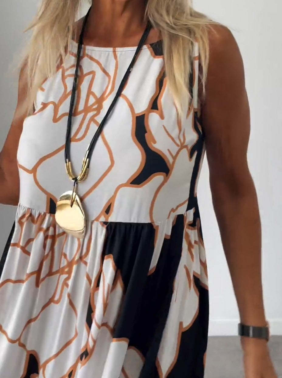 👗2024 Maxi šaty s kvetinovou potlačou na naramenici