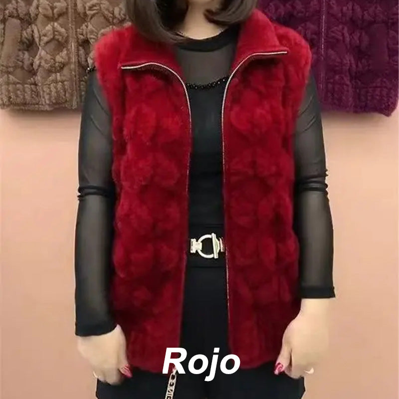 dámske zimné umelé kažokādas veste siltai modes bez piedurknēm-LV