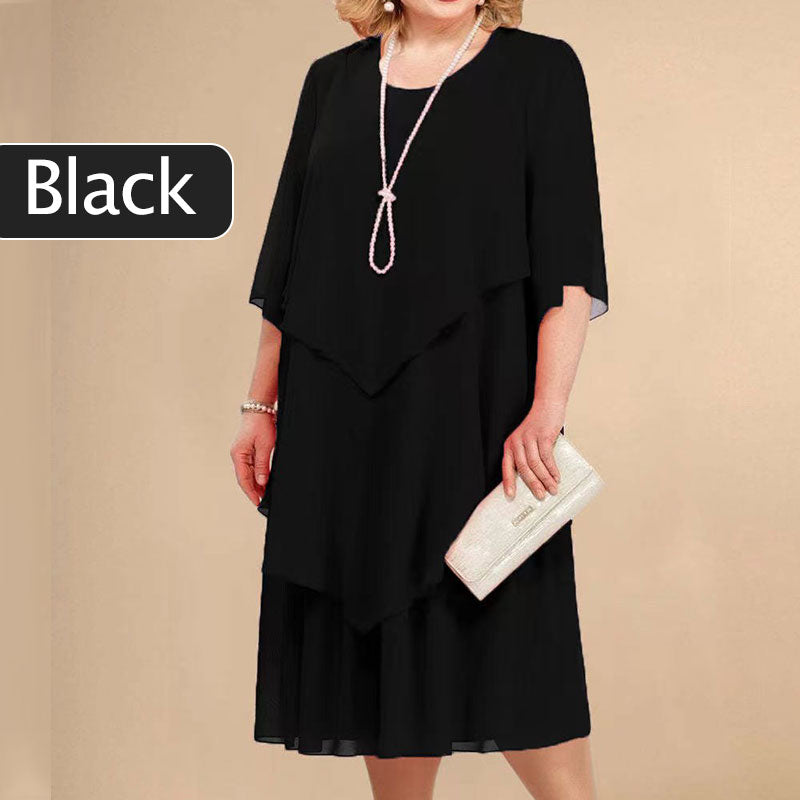 💖Φόρεμα μίντι με στρώσεις σε μεγάλα μεγέθη-GR