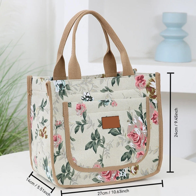 🌺Gėlėmis margintas pietų krepšys moterims-LT