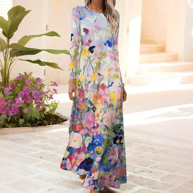 Moteriška suknelė ilgomis rankovėmis ir 3D spauda – LT