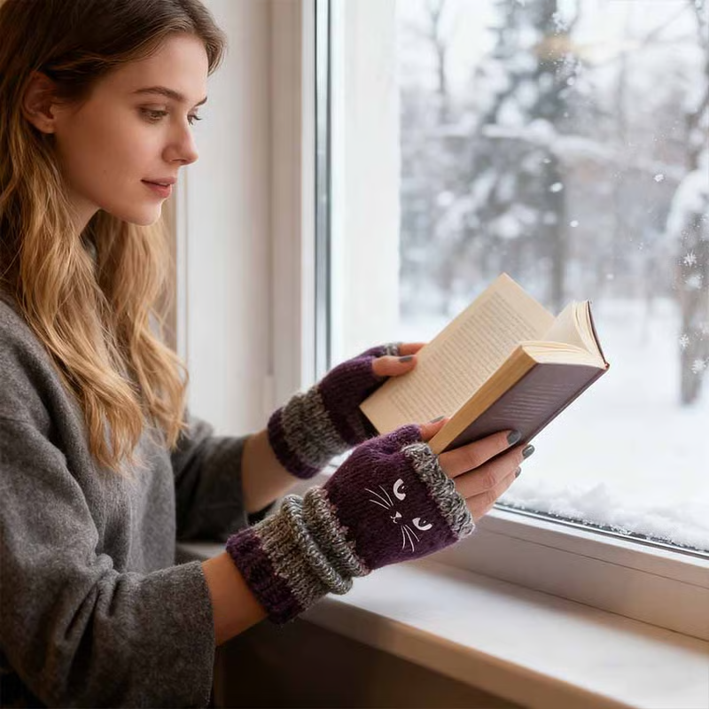 🐱 Mielos moteriškos megztos katės pirštinės🧤🧶-LT