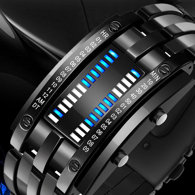 ⌚ TERAZ 50% TANIEJ! 🤓 Zegarek Cyberpunk Binary LED – „Tylko geekowie go rozumieją” – futurystyczny, wyjątkowy i przyciągający wzrok z niebieskim wyświetlaczem LED 💙