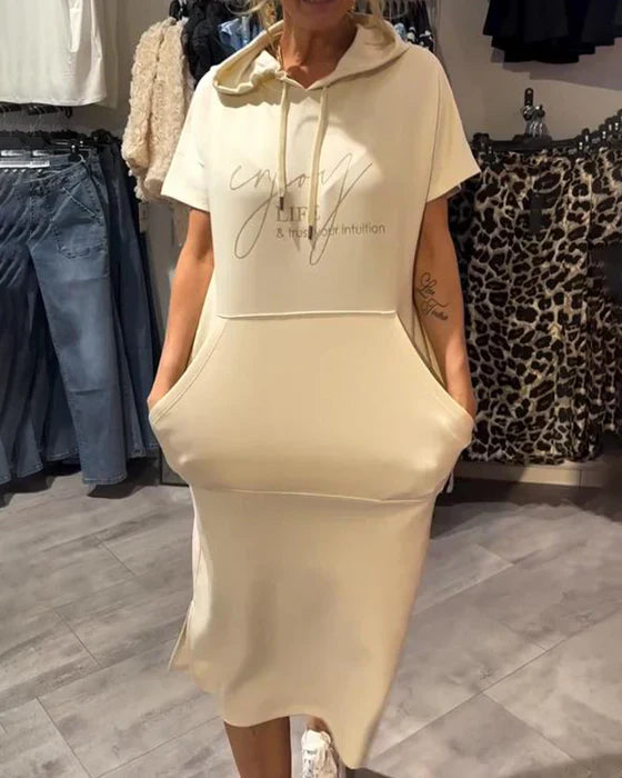 💥🔥👗[S-5XL]2025 m. nauja vasarinio stiliaus laisva, patogi ir kvėpuojanti didelio dydžio džemperio suknelė-LT