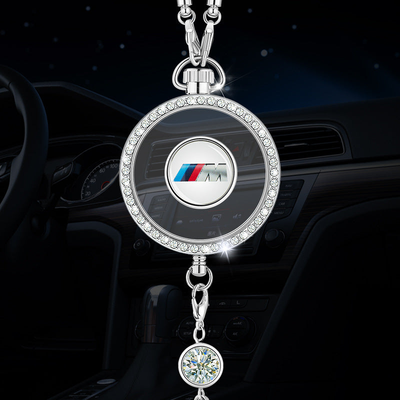 Μενταγιόν με λογότυπο αρωματοθεραπείας αυτοκινήτου από μέταλλο και διαμάντια-GR