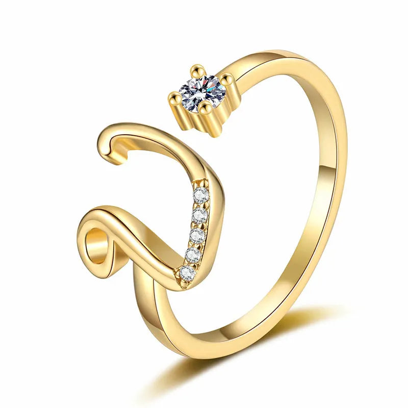 ⏳Ograniczona czasowo zniżka 50%⏰Regulowany pierścionek z inicjałem Sparkle dla kobiet💍