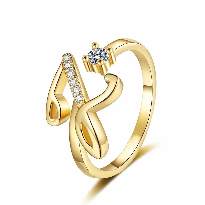 ⏳Ograniczona czasowo zniżka 50%⏰Regulowany pierścionek z inicjałem Sparkle dla kobiet💍