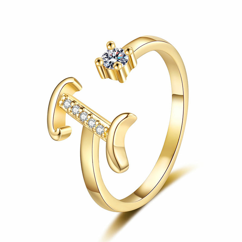 ⏳Ograniczona czasowo zniżka 50%⏰Regulowany pierścionek z inicjałem Sparkle dla kobiet💍