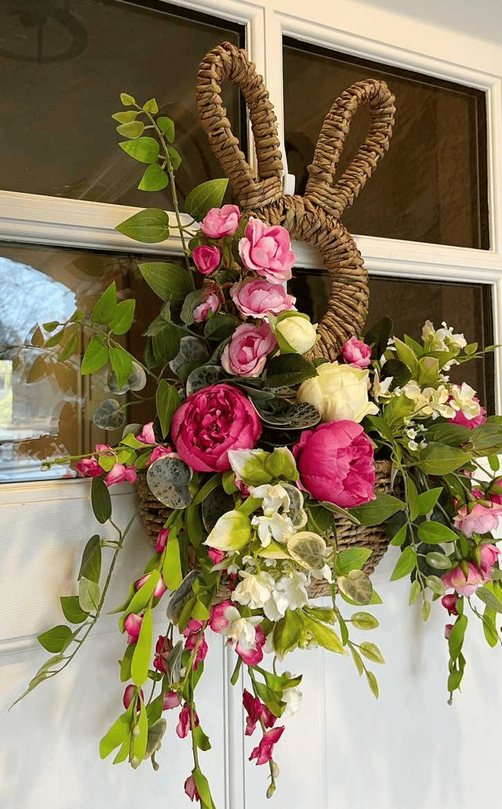 🔥 Kiškučio krepšelio pakabinamas sieninės kišenės pavasario dekoras-LT