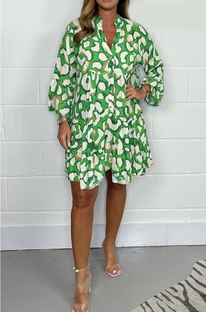 Pavasarį ir vasarą naujos didelių dydžių netaisyklingos margintos suknelės-LT