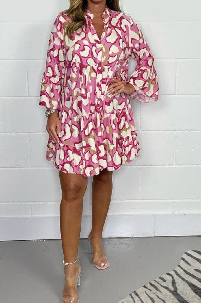 Άνοιξη και καλοκαίρι νέα plus size ακανόνιστα εμπριμέ φορέματα-GR