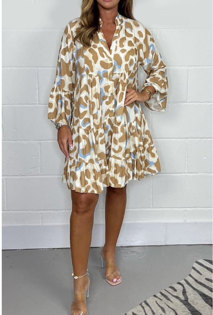 Pavasarį ir vasarą naujos didelių dydžių netaisyklingos margintos suknelės-LT