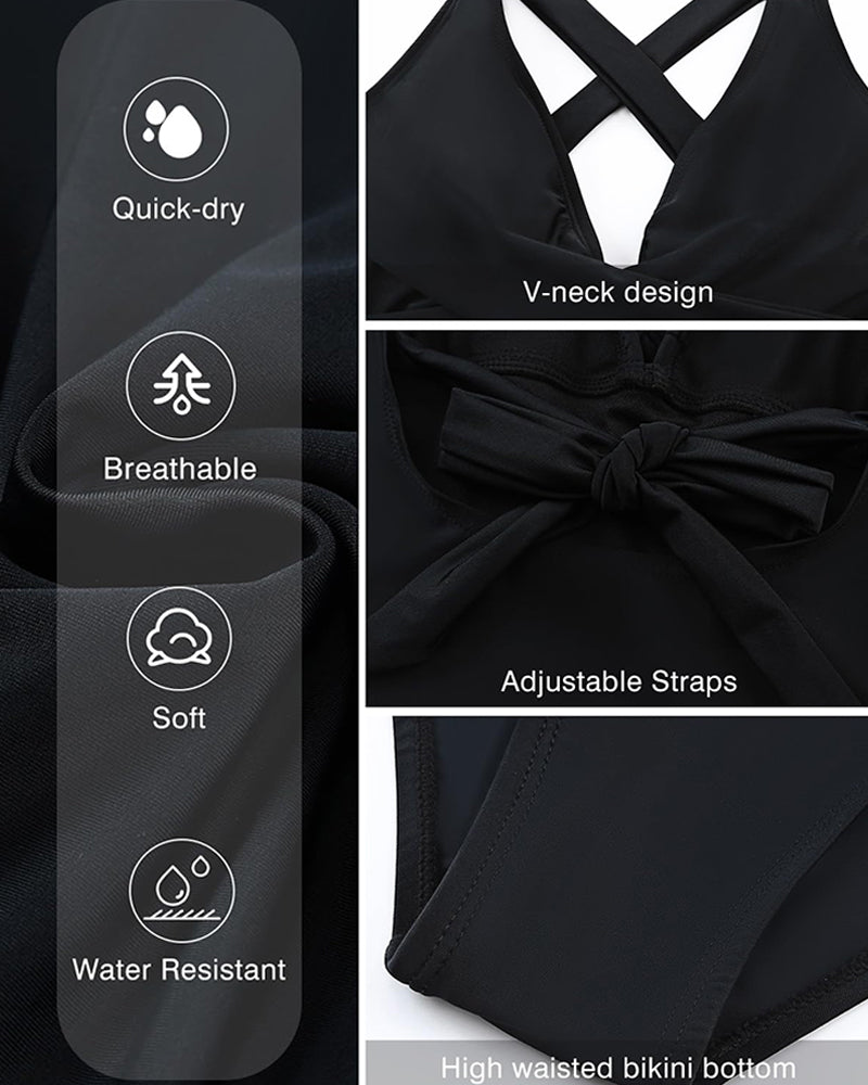 Traje de baño con escote en V pronunciado y diseño sin espalda.-ES