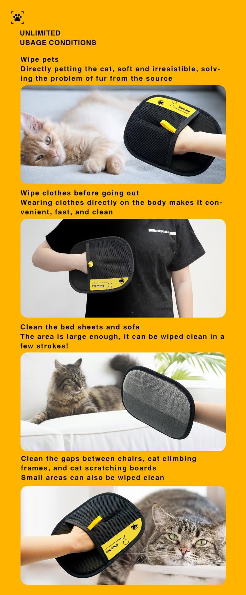 ✨⚡Rękawiczki antystatyczne wielokrotnego użytku do usuwania sierści zwierząt domowych