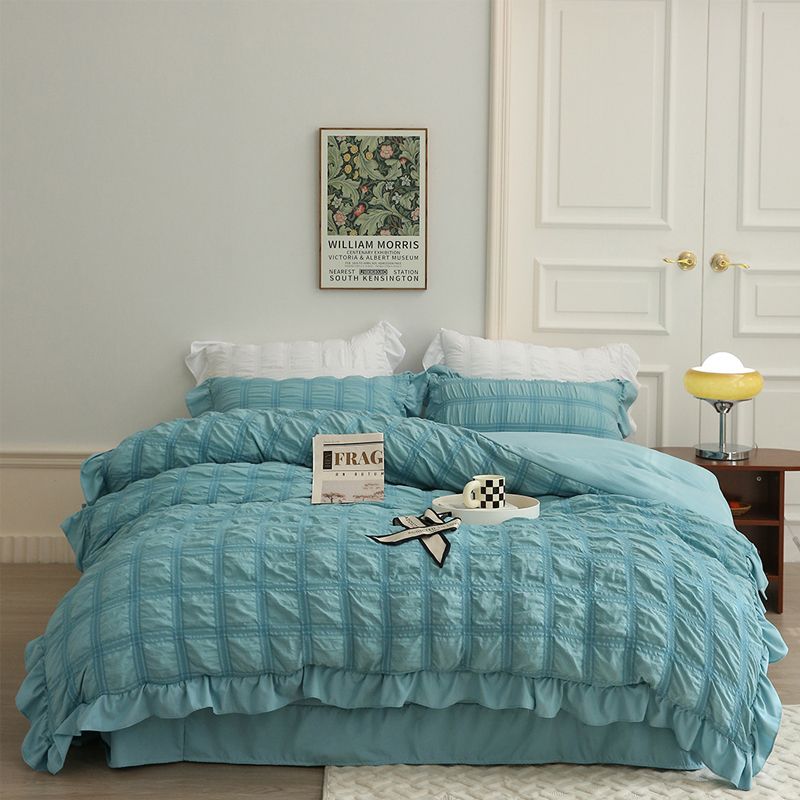 ✨ Skvelá hodnota✨ Icy Seersucker Summer Cool Quilt Lace 4-dielna súprava 