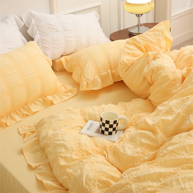 ✨ Εξαιρετική Αξία✨ Σετ 4 τεμαχίων από δαντελένιο πάπλωμα Icy Seersucker Summer Cool 