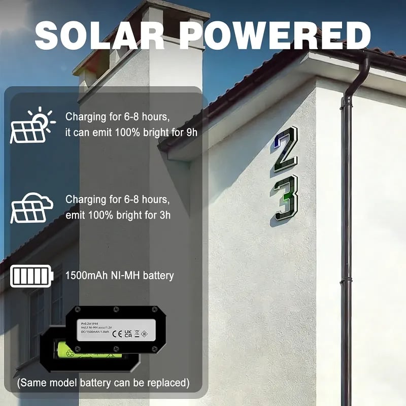 🔥Ostatni dzień 50% zniżki🔥Numery domów podświetlane energią słoneczną, cyfry LED, wodoodporne, do użytku na zewnątrz