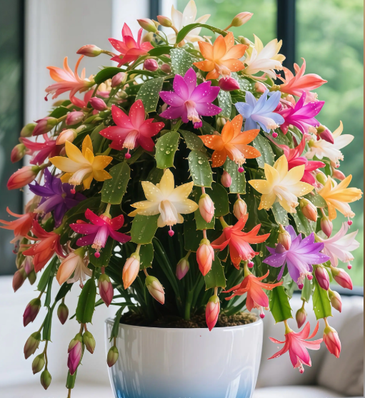 🦀Mieszane kolory cebul Schlumbergera – łatwe w pielęgnacji kwiaty w każdym odcieniu, nawet zimą ❄️🌈