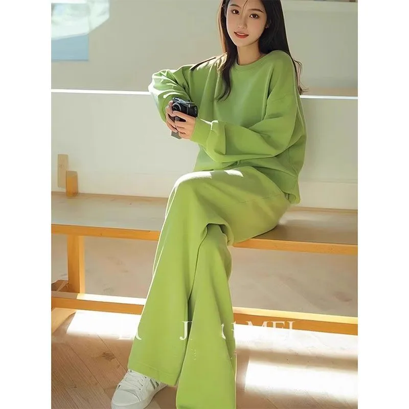 Άνοιξη και καλοκαίρι ολόσωμο κοστούμι δύο τεμαχίων με μακριά μανίκια και μακρύ παντελόν