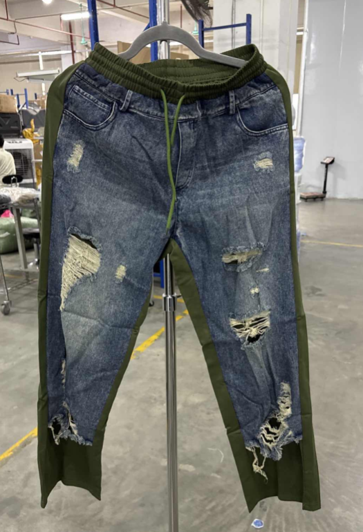 👖Plačios džinsinės kelnės su tampria juosmens juosta-LT