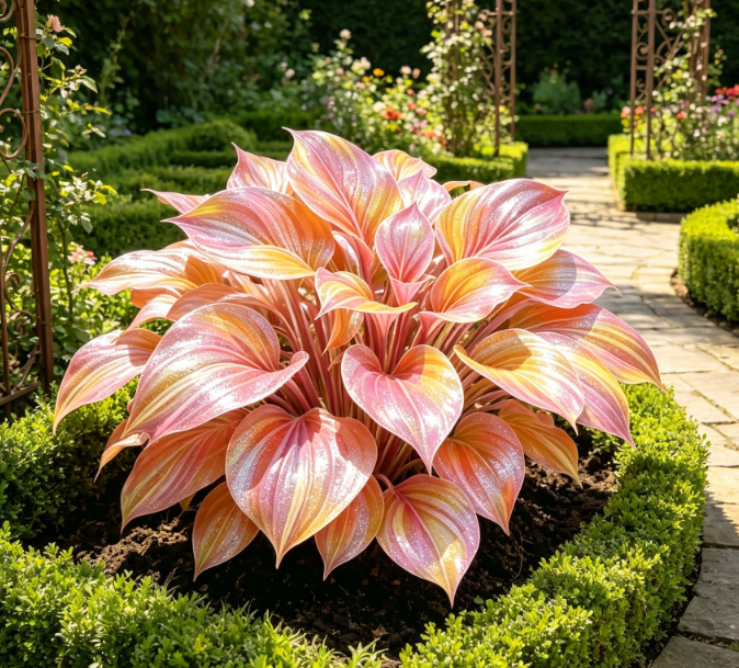 💎 Rzadka, wielokolorowa, opalowa hosta 🌿 Oszałamiające liście, które błyszczą przez cały sezon