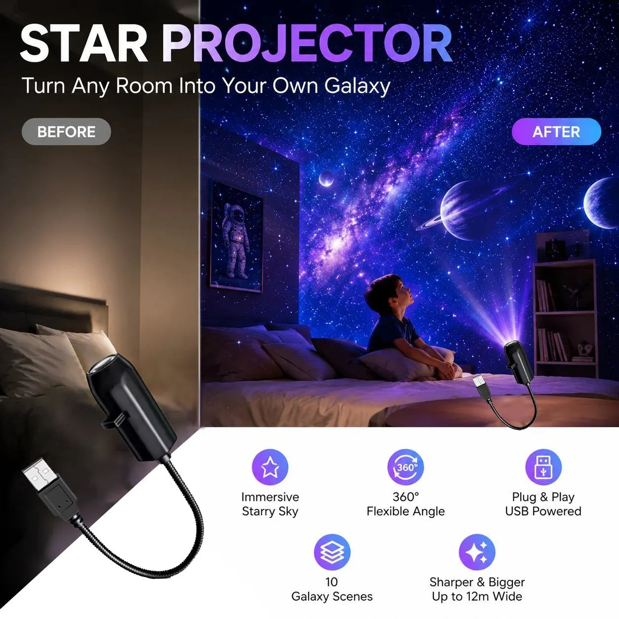 ✨ Projektor nieba HD typu plug-and-play