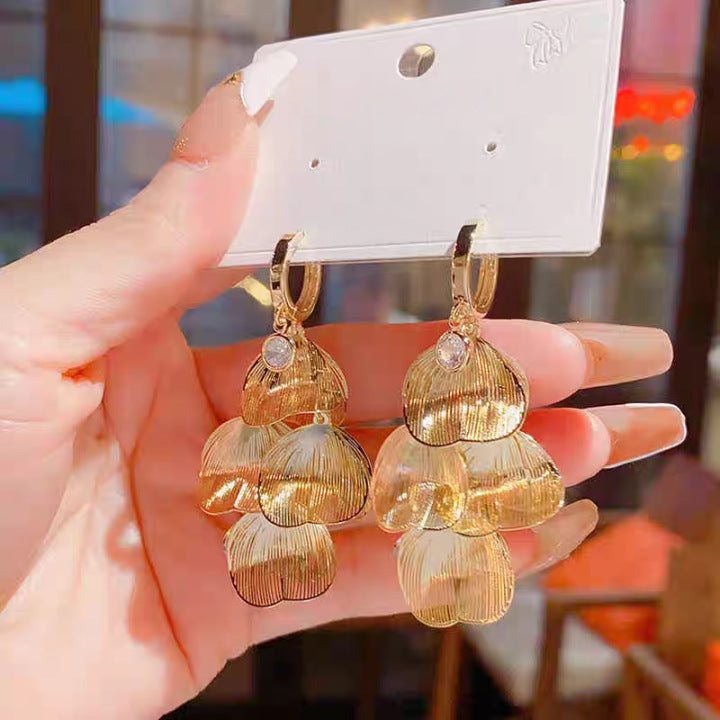 🍀Γυναικεία σκουλαρίκια με μενταγιόν σε σχήμα φύλλου-GR