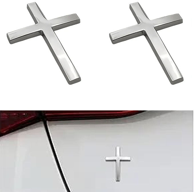 Naklejka samochodowa 3D z metalowym krzyżem