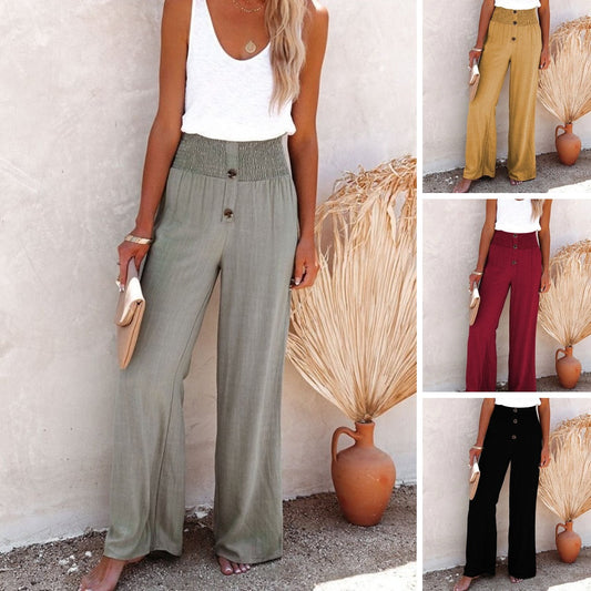 😍Γυναικείο λινό παντελόνι με ψηλή μέση-LT