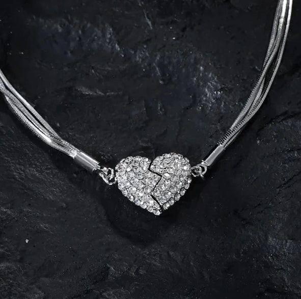 Κομψό κολιέ, αστραφτερό - "Μαγνητική καρδια"-GR