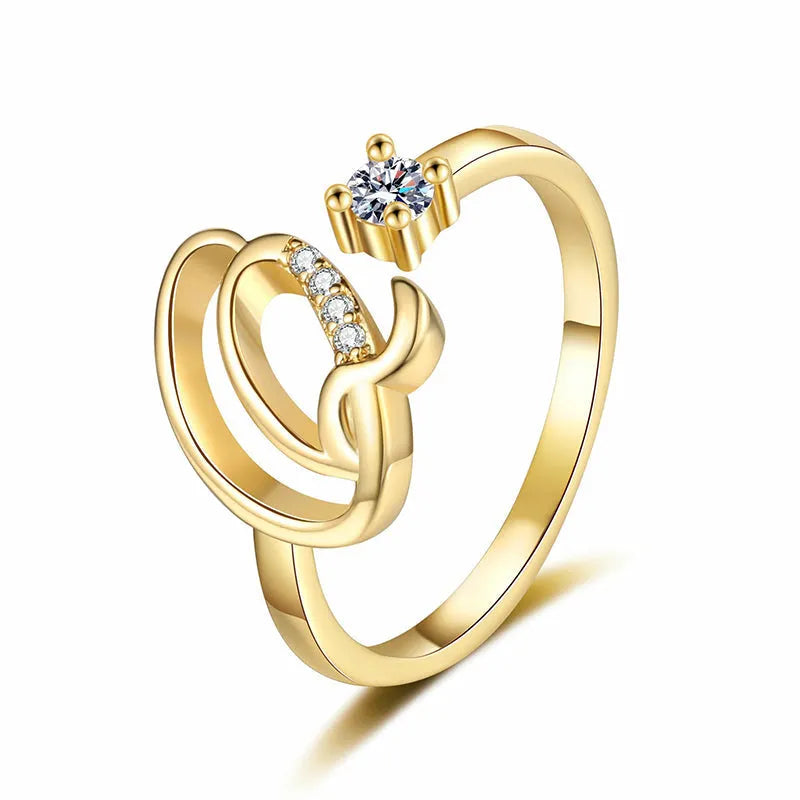 ⏳Ograniczona czasowo zniżka 50%⏰Regulowany pierścionek z inicjałem Sparkle dla kobiet💍