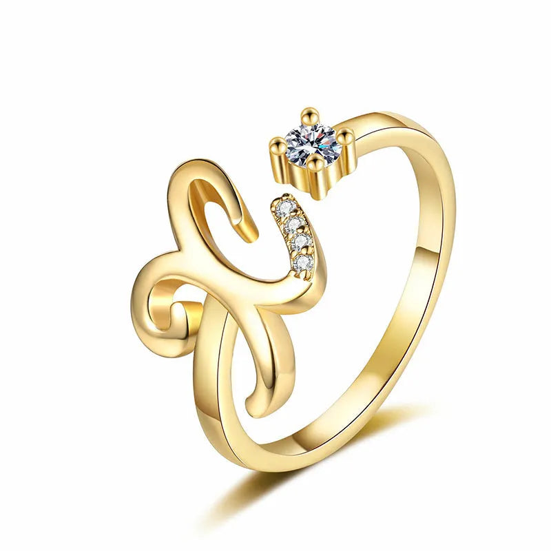⏳Ograniczona czasowo zniżka 50%⏰Regulowany pierścionek z inicjałem Sparkle dla kobiet💍