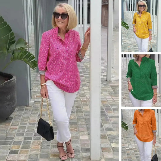 🌈 Πουκάμισο 2025 με όρθιο γιακά και μανίκια 3/4-GR 