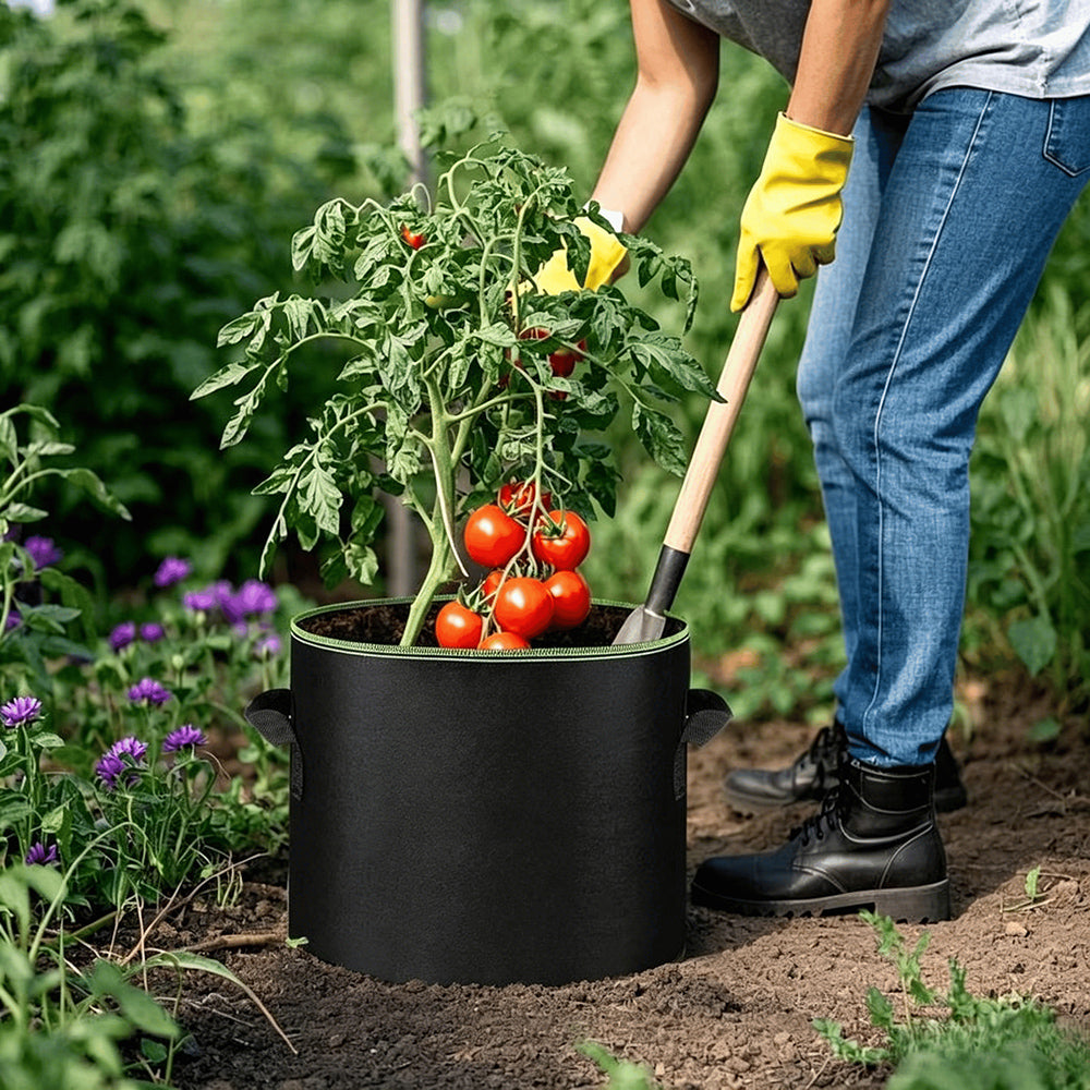 🌱 Opakowanie 5 worków uprawowych o pojemności 19 litrów (5 galonów) – wytrzymałe, oddychające doniczki z materiału z uchwytami do warzyw, kwiatów i owoców