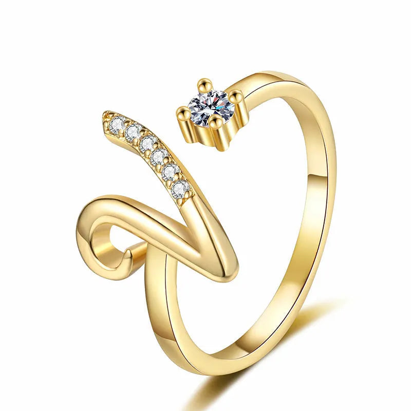 ⏳Ograniczona czasowo zniżka 50%⏰Regulowany pierścionek z inicjałem Sparkle dla kobiet💍
