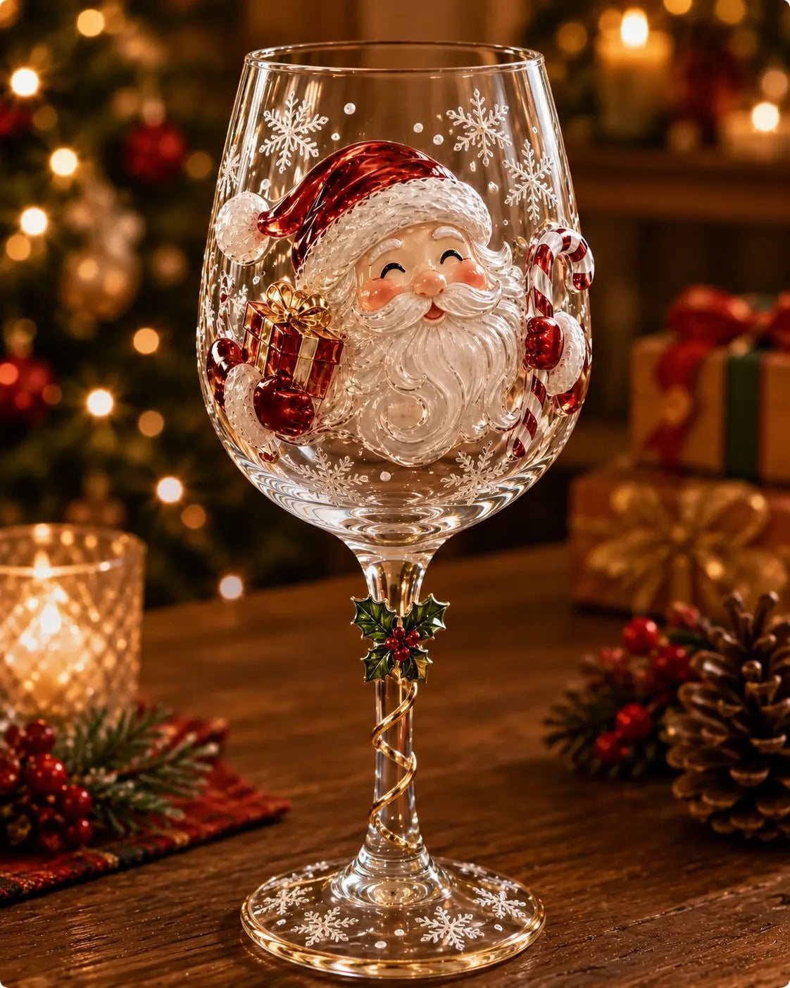 🔥🎁Zestaw świąteczny z kolekcją kieliszków do wina 3D w pudełku prezentowym✨
