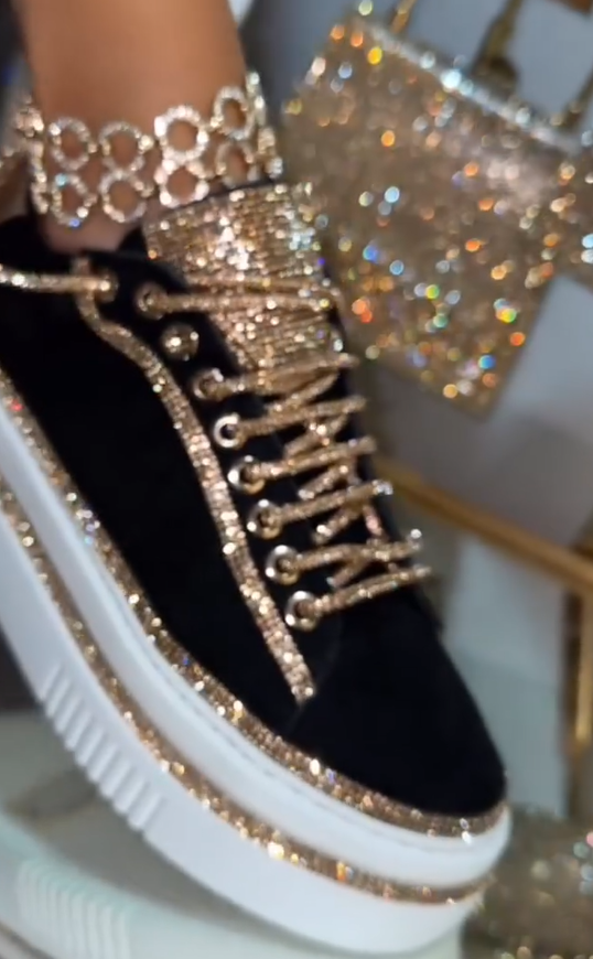 Zomšiniai sportbačiai su cirkoniais ir raišteliais-LT