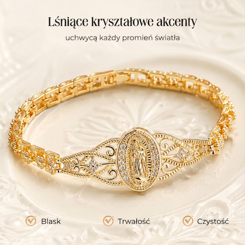 📿🌸 Elegancka bransoletka z ażurowym wizerunkiem Matki Boskiej – mistrzowska rzeźba – płatność przy odbiorze ✨✅