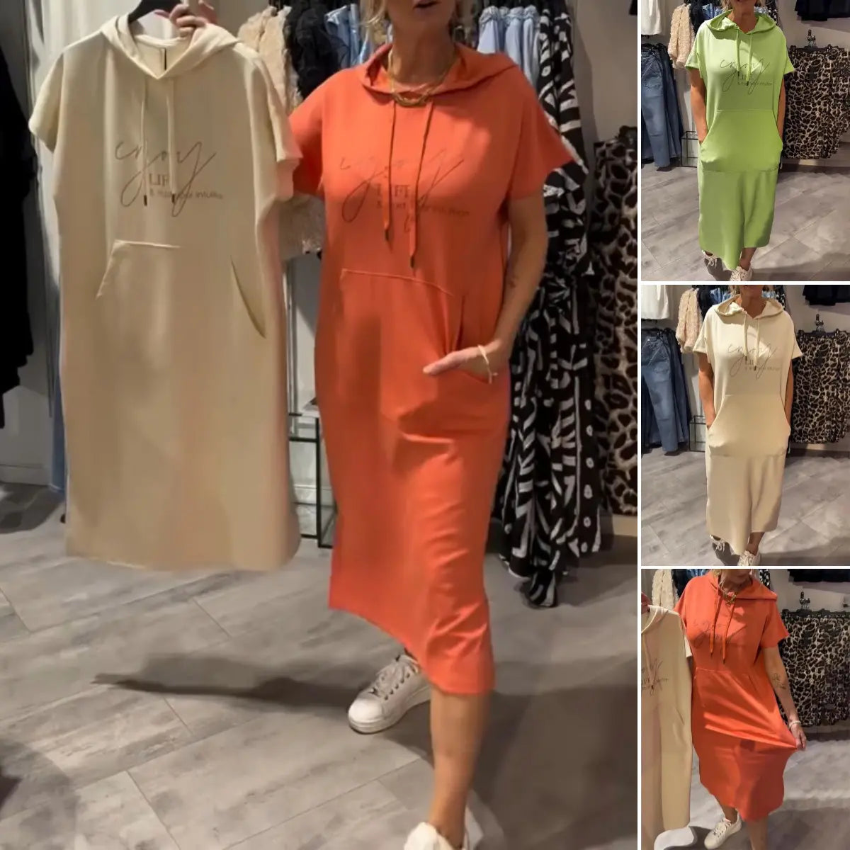 💥🔥👗[S-5XL]2025 m. nauja vasarinio stiliaus laisva, patogi ir kvėpuojanti didelio dydžio džemperio suknelė-LT