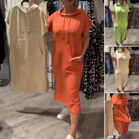 💥🔥👗[S-5XL]2025 m. nauja vasarinio stiliaus laisva, patogi ir kvėpuojanti didelio dydžio džemperio suknelė-LT