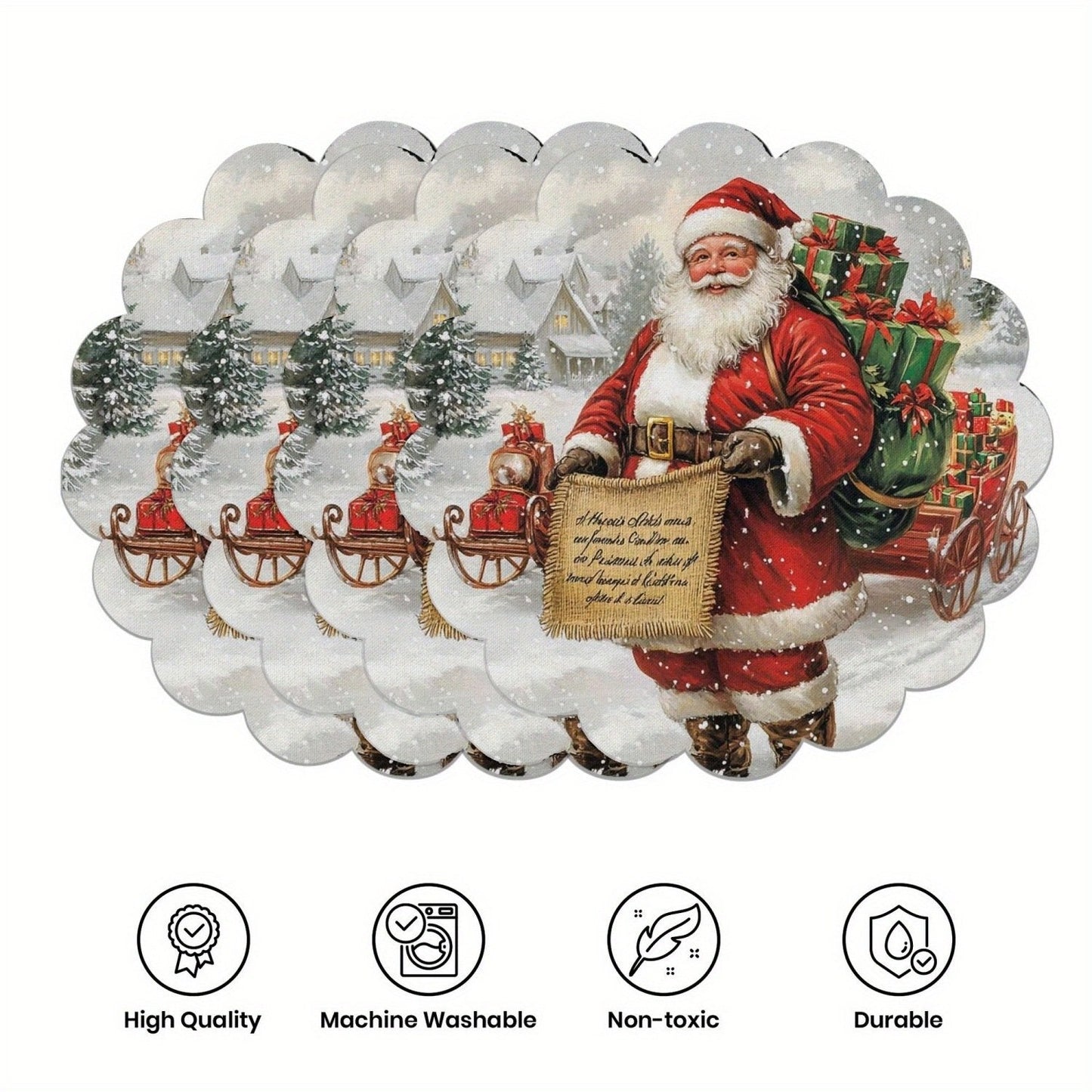 10 vnt. žieminių padėkliukų puansetijų ir kankorėžių formos, pagaminti iš neslystančio audinio-LT