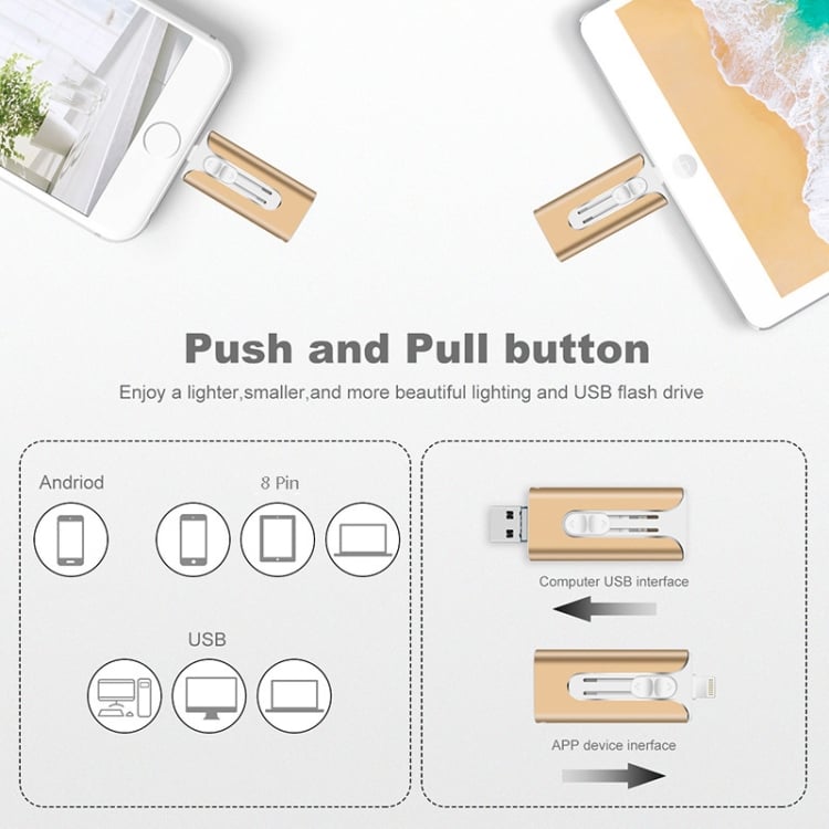 32~256GB Micro USB + 8-pinski + USB 3.0 4 v 1 U-disk za mobilni telefon in računalnik-SI